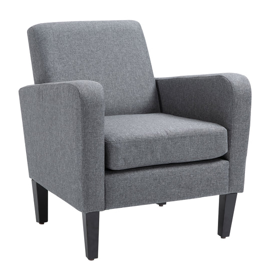Photo of HOMCOM Modern Accent Chair, Occasional Chair with Rubber Wood Legs for Living Room, Bedroom, Grey in Grey colour on a white background