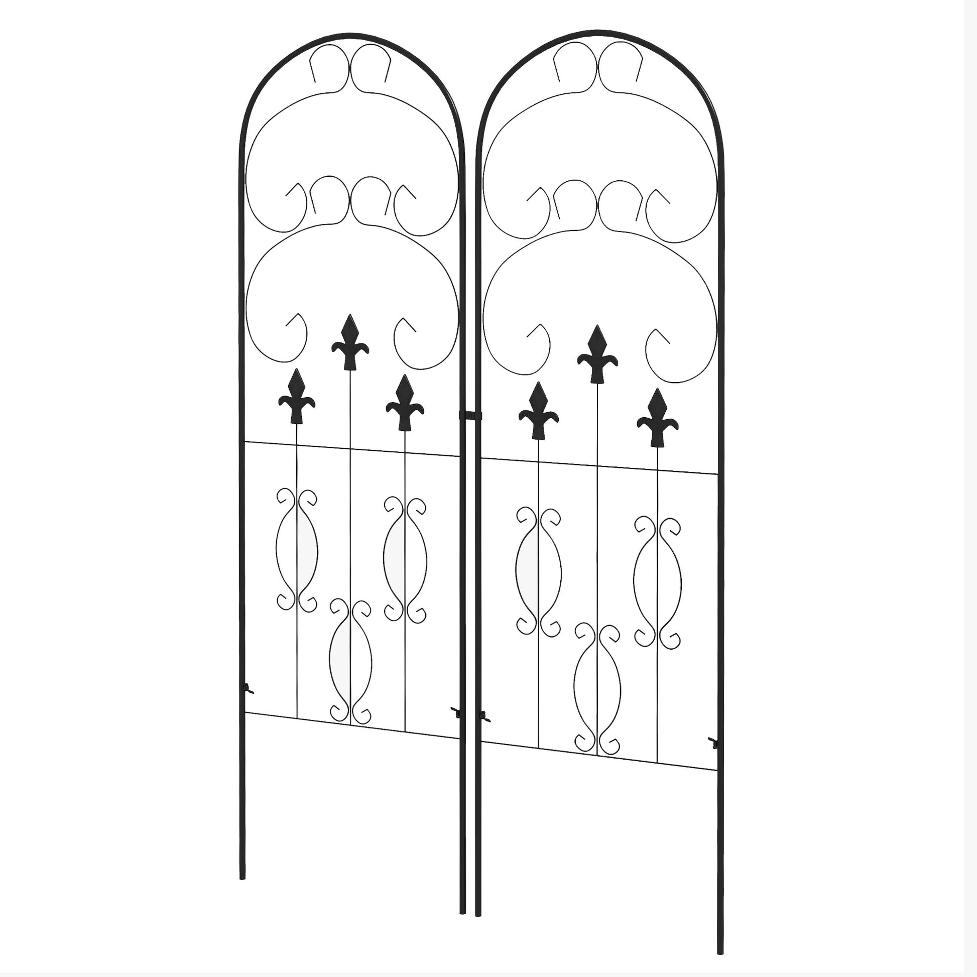Photo of Outsunny Metal Trellis Set of 2, Garden Trellis for Climbing Plants Support Frames, Scrolls Design in Design colour on a white background