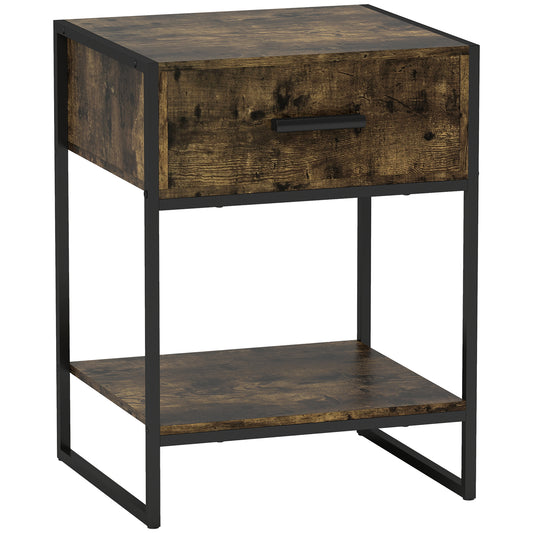 Photo of HOMCOM Modern Bedside Table - Rustic Brown in Brown colour on a white background