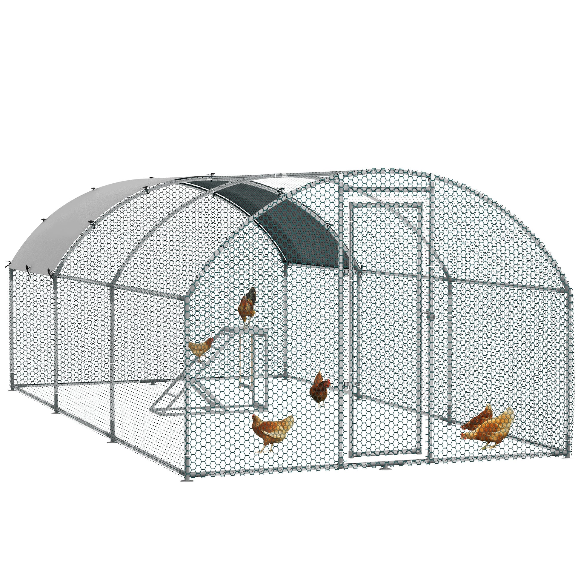 Photo of PawHut Walk In Chicken Run with Chicken Activity Shelf and Cover, 2.8 x 5.7 x 2m in 2m colour on a white background