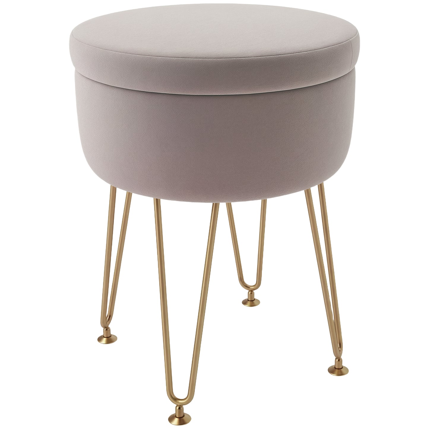Photo of HOMCOM 5L Velvet-Feel Storage Ottoman - Light Pink in Pink colour on a white background