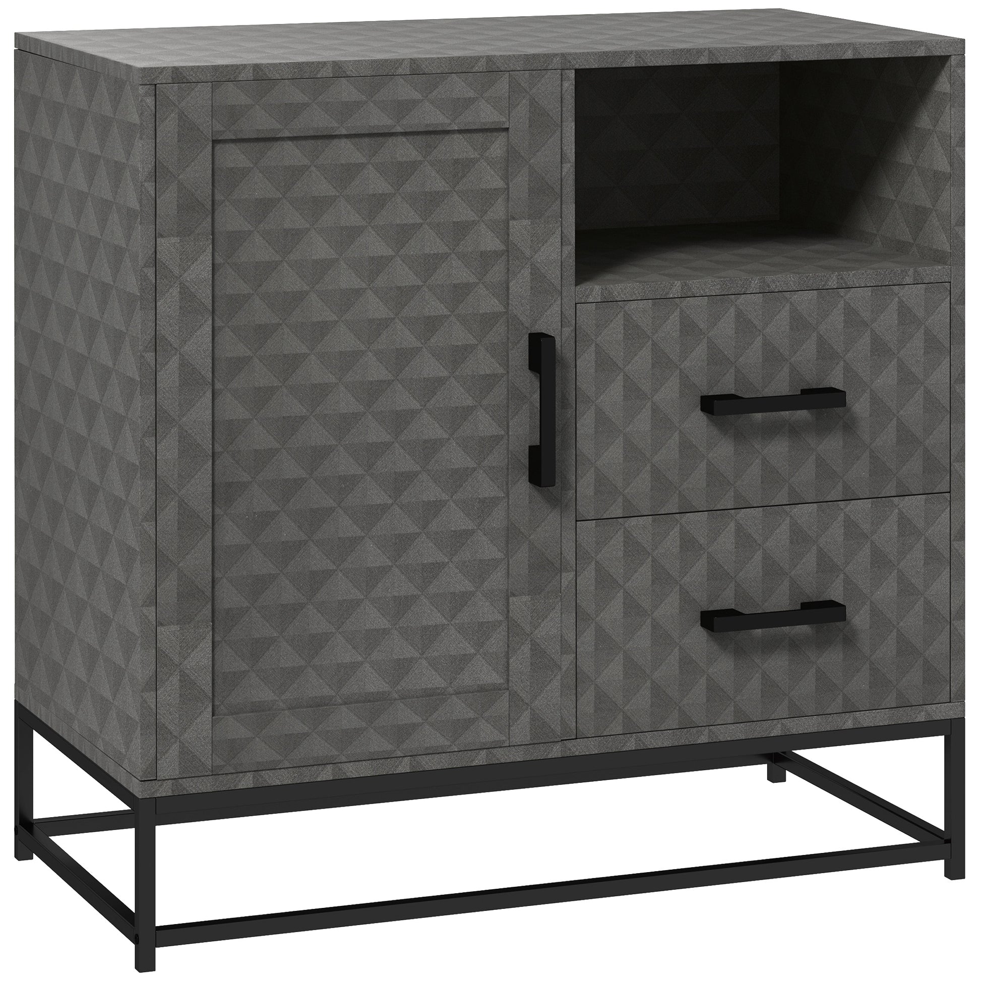 Photo of HOMCOM Sideboard with Adjustable Shelf, Freestanding Sideboard Storage Cabinet with Open Compartment and 2 Drawers, Grey in Grey colour on a white background