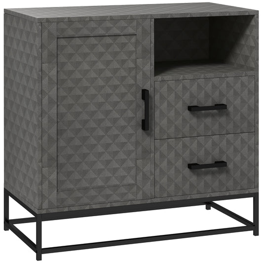 Photo of HOMCOM Sideboard with Adjustable Shelf, Freestanding Sideboard Storage Cabinet with Open Compartment and 2 Drawers, Grey in Grey colour on a white background