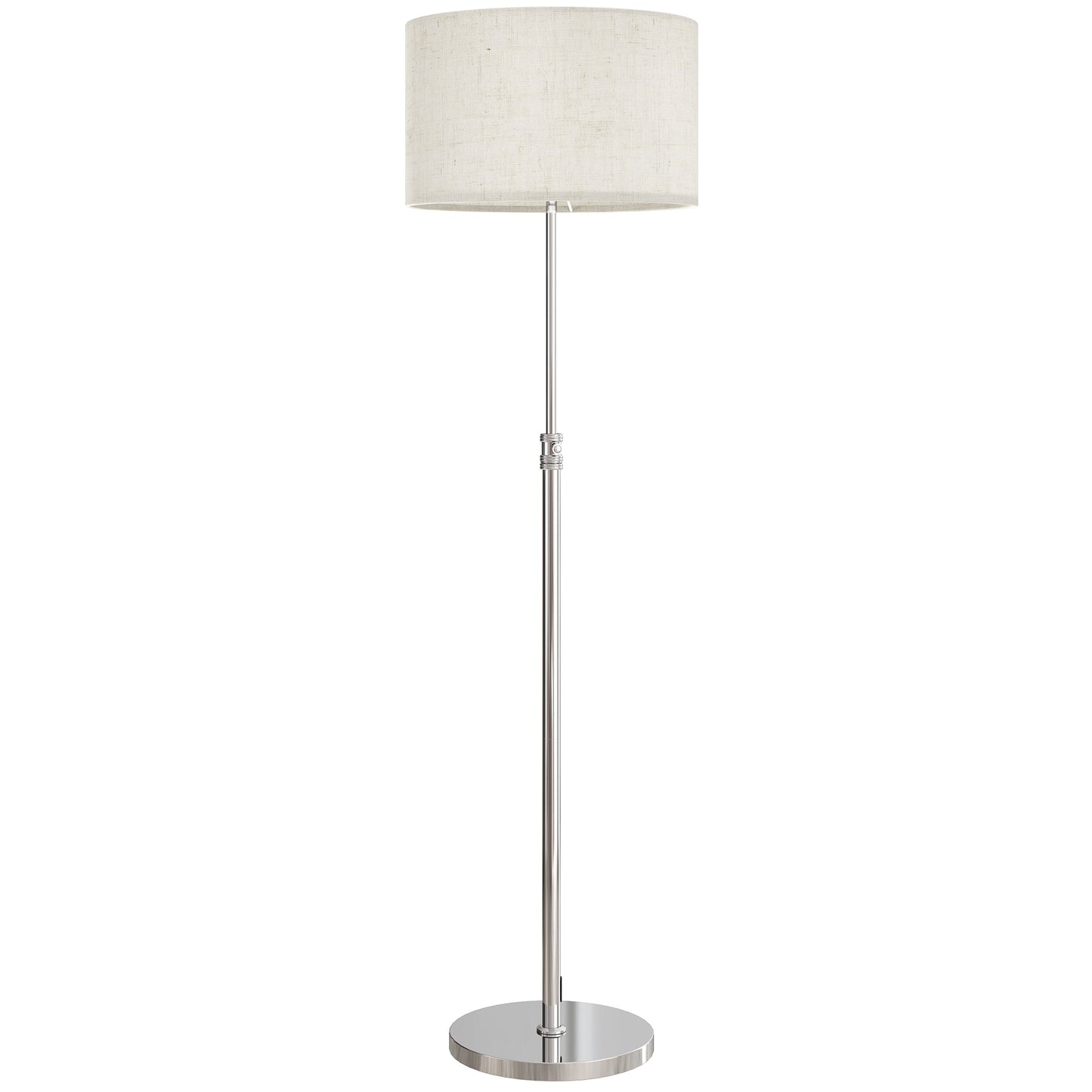 Photo of HOMCOM Floor Lamp with Remote, Height Adjustable Standing Lamp with Linen Shade, Dimmable with 3000K-6000K Adjustable Colour Temperatures, Foot Switch for Living Room Bedroom Office, Silver Tone in Tone colour on a white background