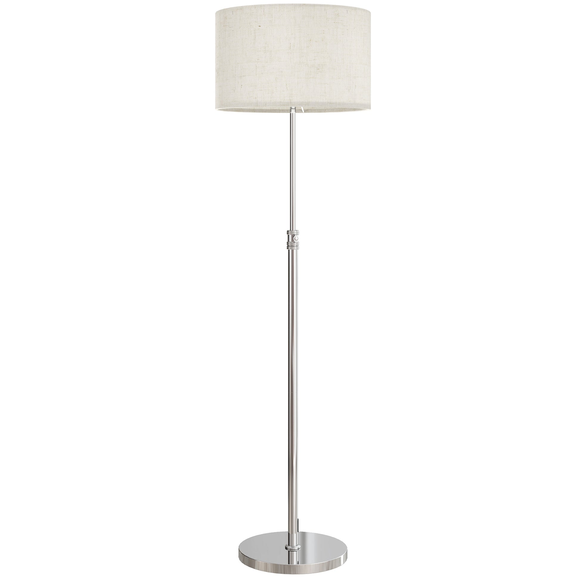 Photo of HOMCOM Floor Lamp with Remote, Height Adjustable Standing Lamp with Linen Shade, Dimmable with 3000K-6000K Adjustable Colour Temperatures, Foot Switch for Living Room Bedroom Office, Silver Tone in Tone colour on a white background