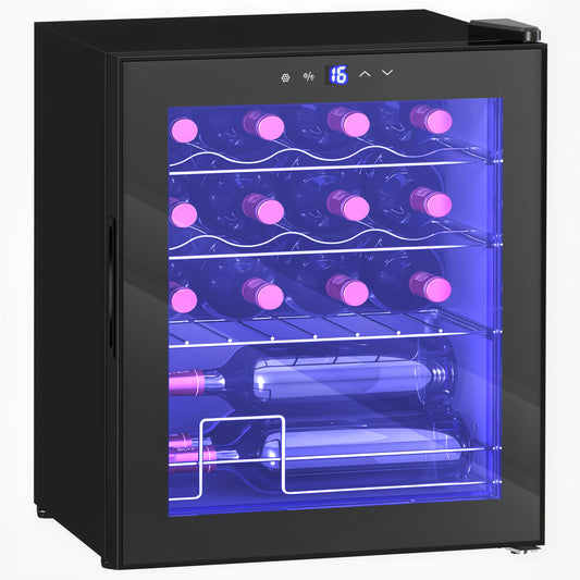 Photo of HOMCOM 42L 16-Bottle Wine Cooler Fridge - Black in Black colour on a white background