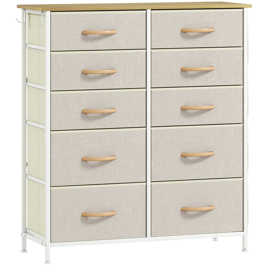 Photo of HOMCOM Chest of Ten Fabric Drawers - Beige in Beige colour on a white background