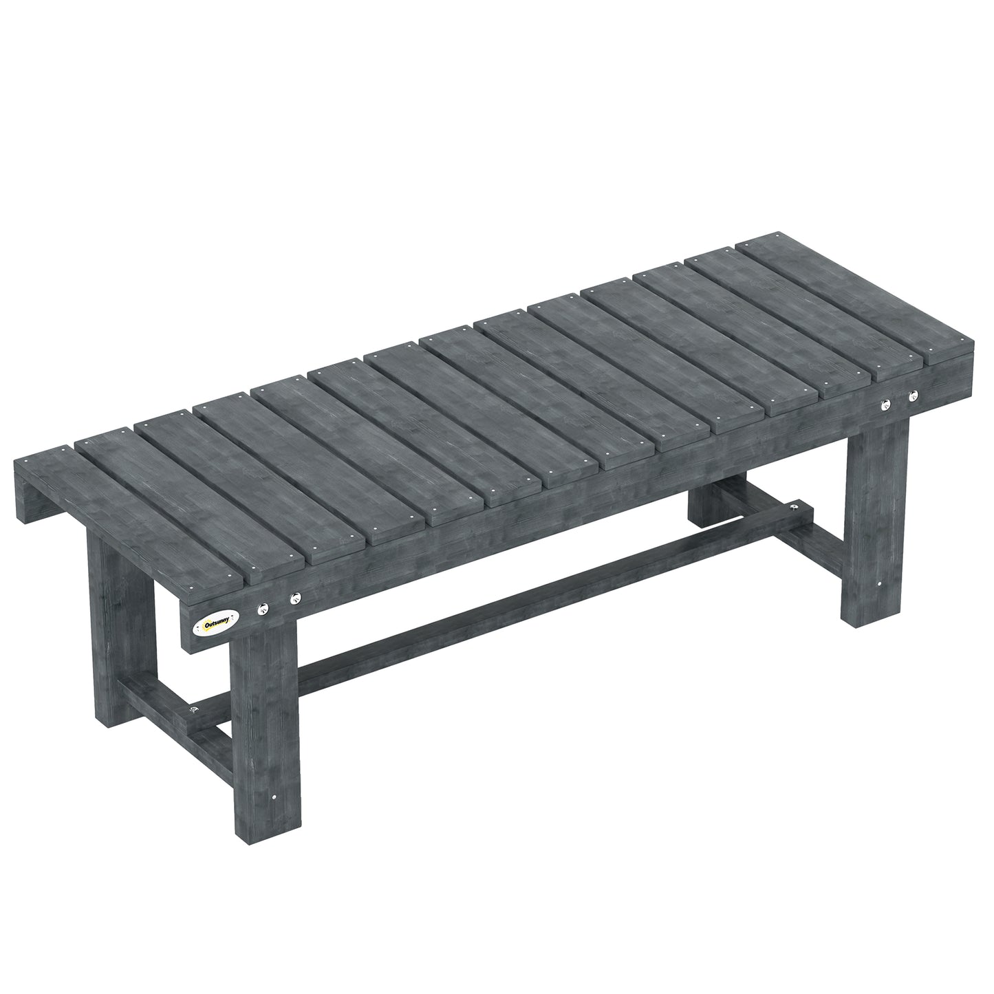 Photo of Outsunny 2-Seater Garden Wooden Bench, Grey in Grey colour on a white background