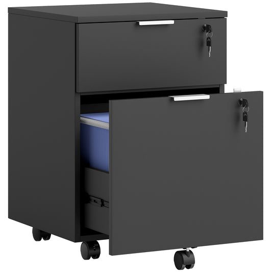 Photo of HOMCOM Two-Drawer Lockable Filing Cabinet - Black in Black colour on a white background