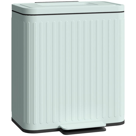 Photo of HOMCOM 40L Dual Compartment Rubbish Bin, with Soft-Close Lid - Green in Green colour on a white background