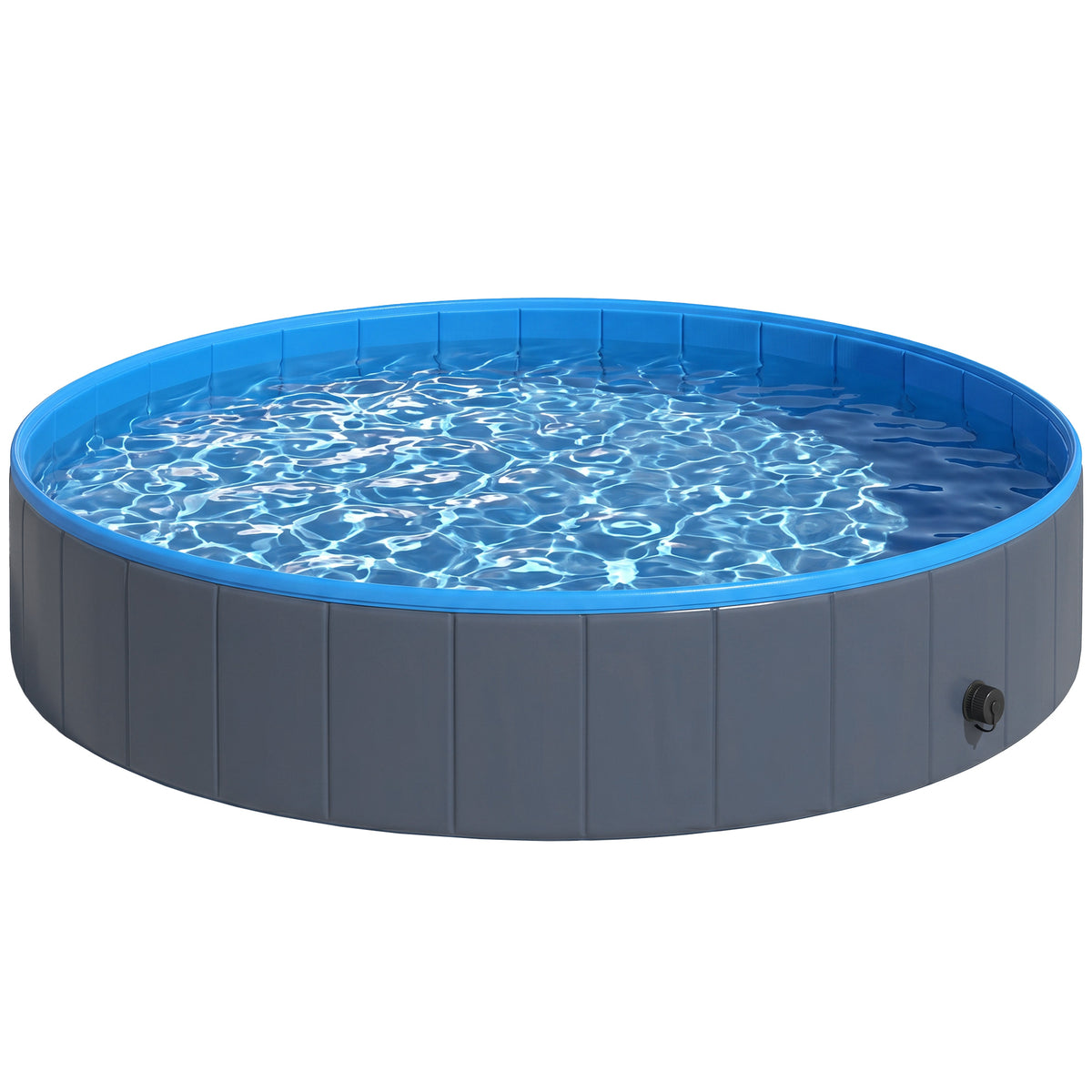 Photo of PawHut Foldable Dog Pool for Puppies and Ducks Dog Paddling Pool Bath Tub, Dark Grey, 140 x 30cm in 30cm colour on a white background