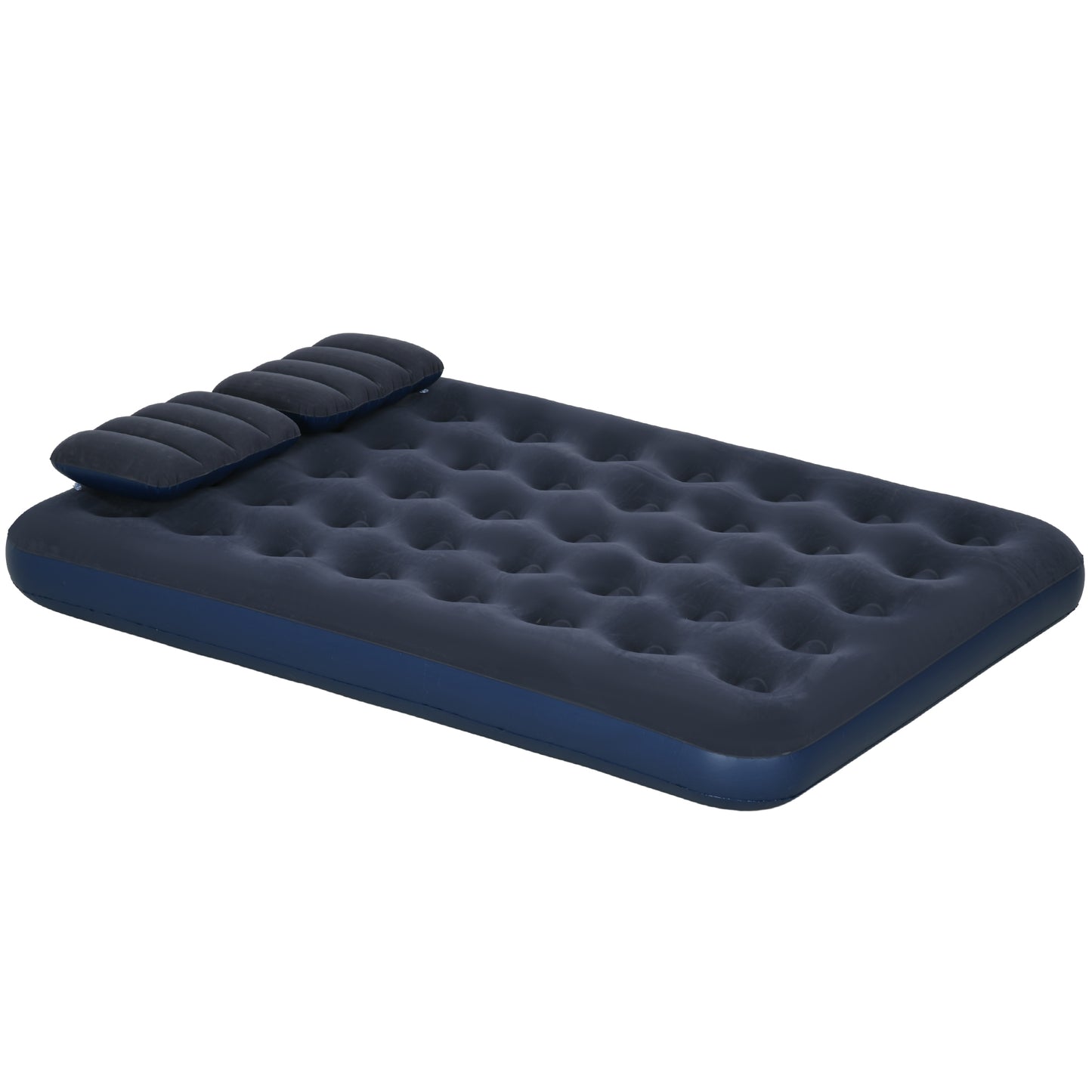 Photo of Outsunny Inflatable King Size Air Bed, with Built-In Hand Pump - Blue in Blue colour on a white background