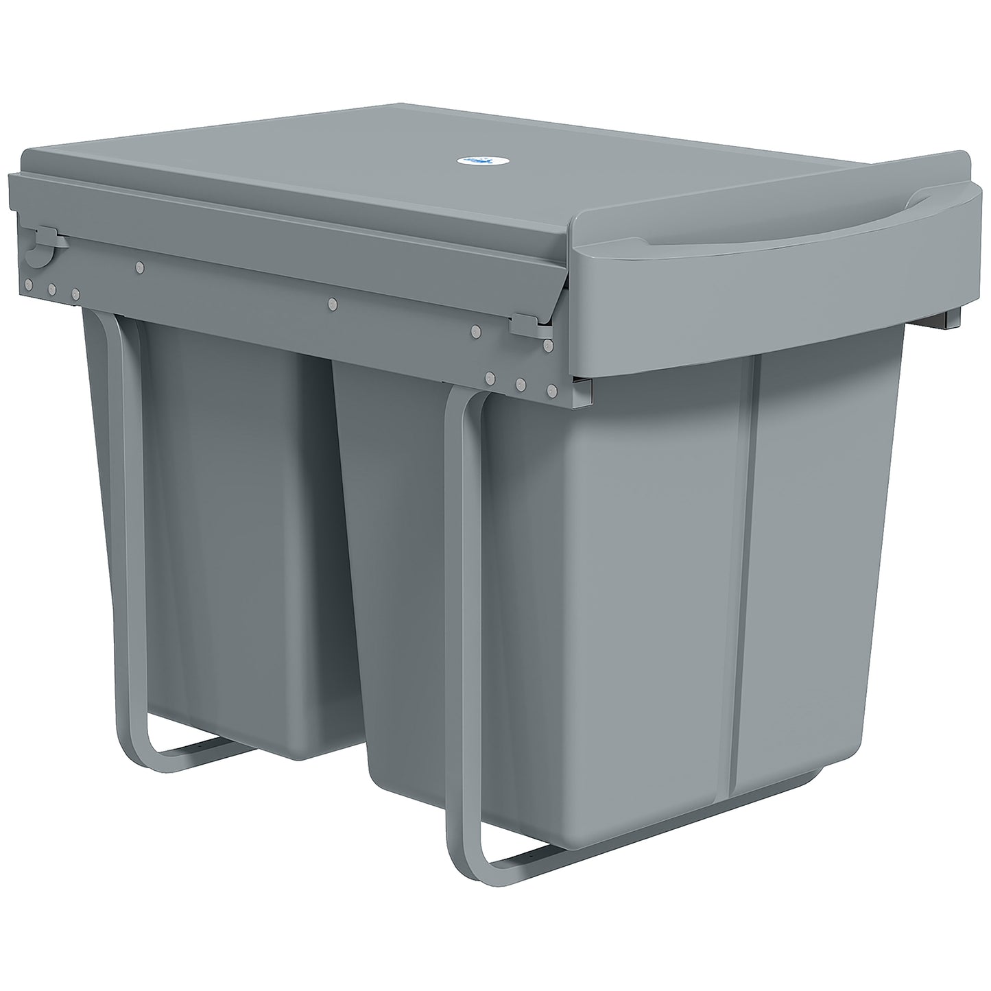 Photo of HOMCOM Pull Out Bin, Kitchen Under Sink Bin with 2 Removable Compartments, Smooth Glide, Grey in Grey colour on a white background