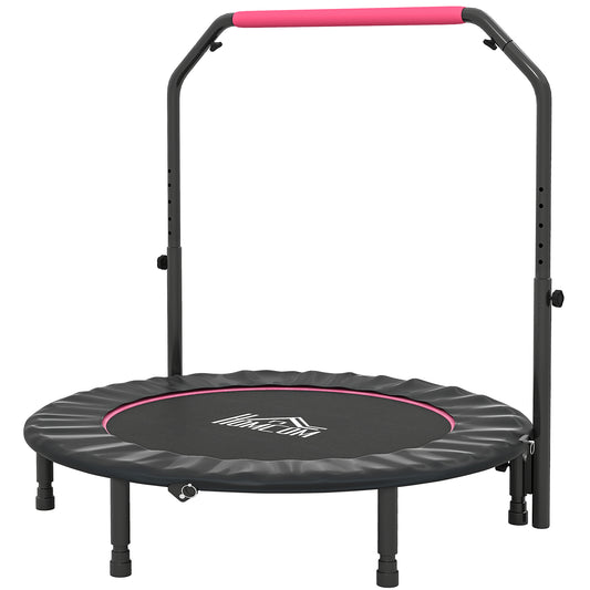 Photo of HOMCOM 48" Foldable Mini Fitness Trampoline, with Adjustable Foam Handle, Pink in Pink colour on a white background