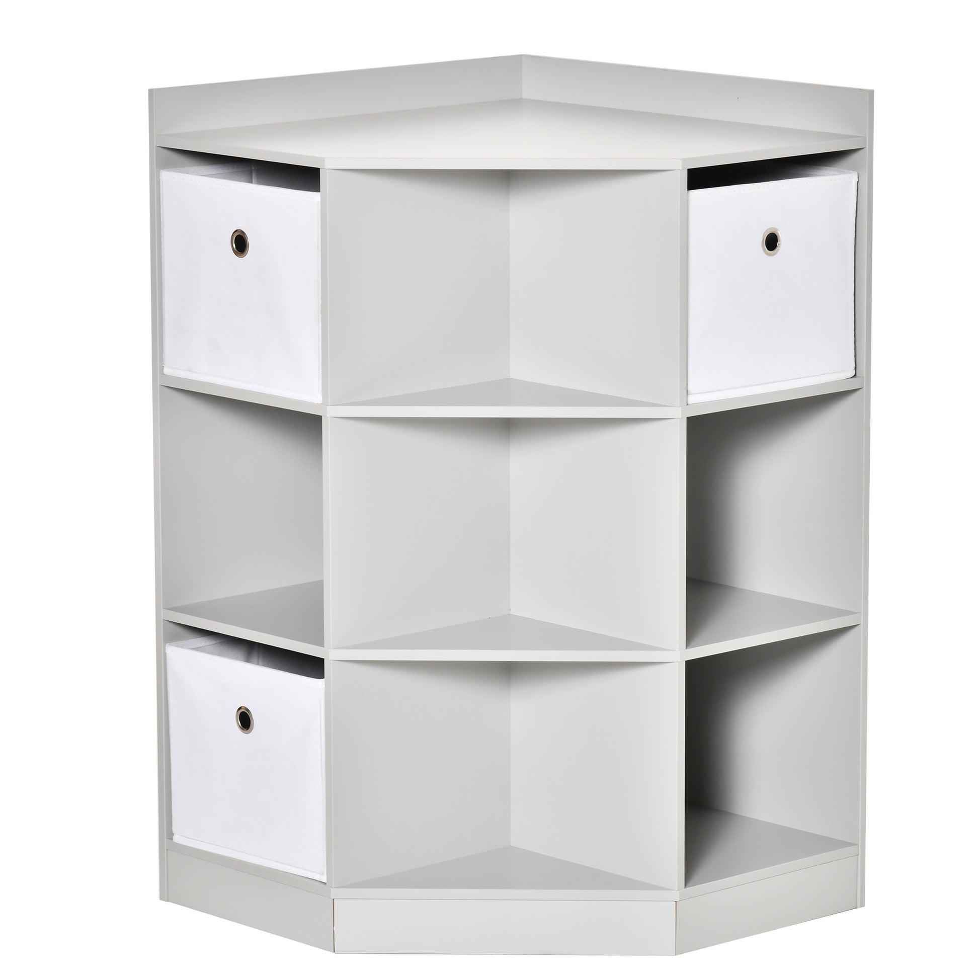 Photo of HOMCOM Kids Bookcase, 3 Tier Toy Organiser Storage Unit BookShelf with 3 Non-woven Fabric Drawers, Anti-tip Device, for Bedroom, Children's Room, Playroom, Grey in Grey colour on a white background
