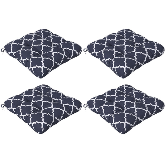 Photo of Outsunny 4-Piece Seat Cushion Pillows Replacement, Patio Chair Cushions Set with Ties for Indoor Outdoor, Blue in Blue colour on a white background