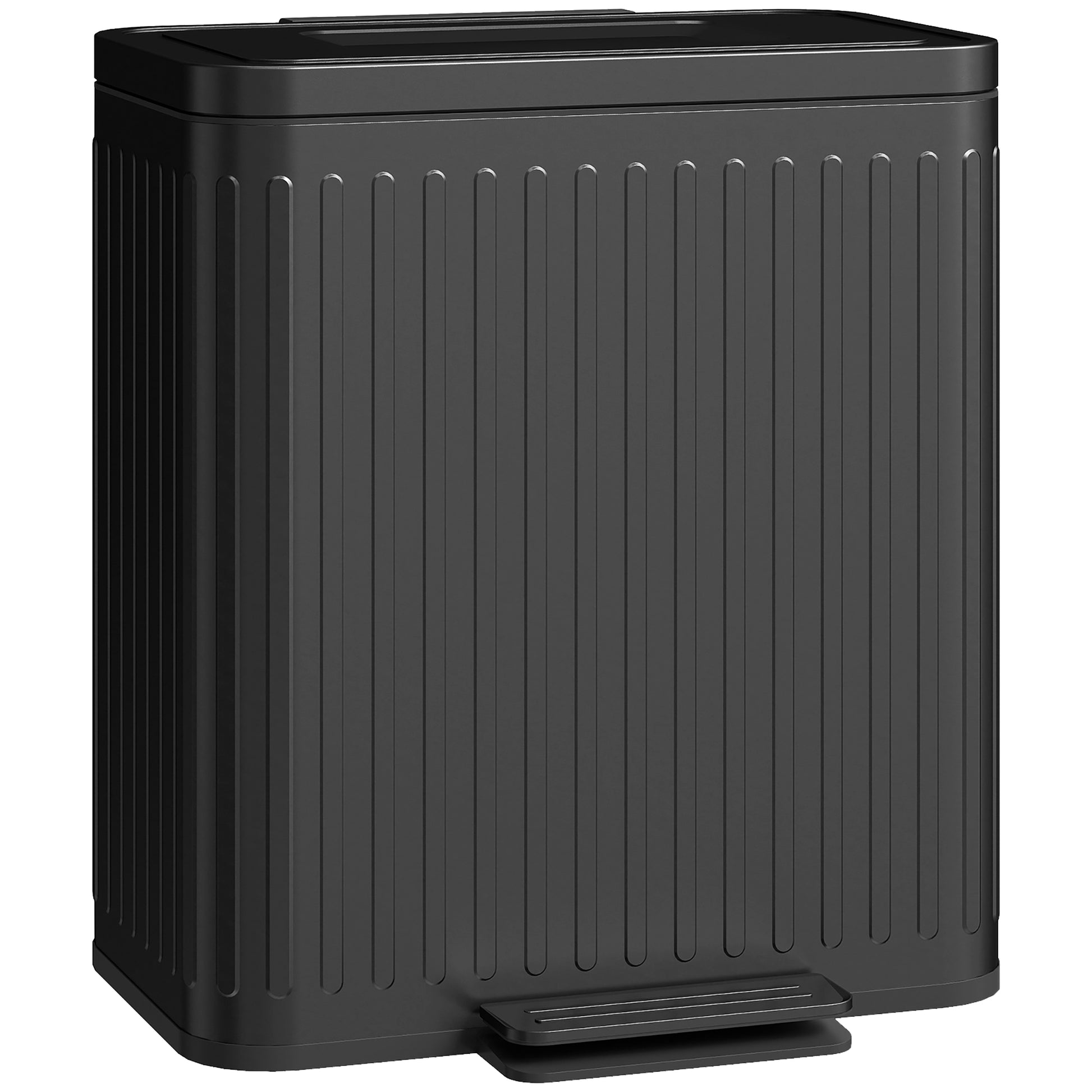 Photo of HOMCOM 40L Dual Compartment Rubbish Bin, with Soft-Close Lid - Black in Black colour on a white background