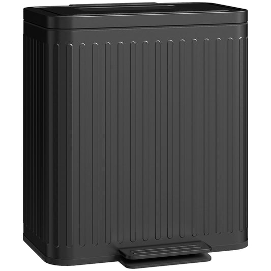 Photo of HOMCOM 40L Dual Compartment Rubbish Bin, with Soft-Close Lid - Black in Black colour on a white background