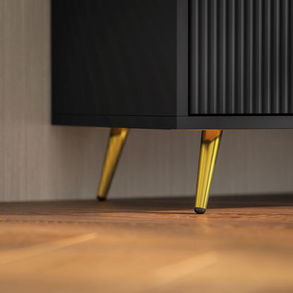 HOMCOM TV stand with tapered gold-tone metal legs