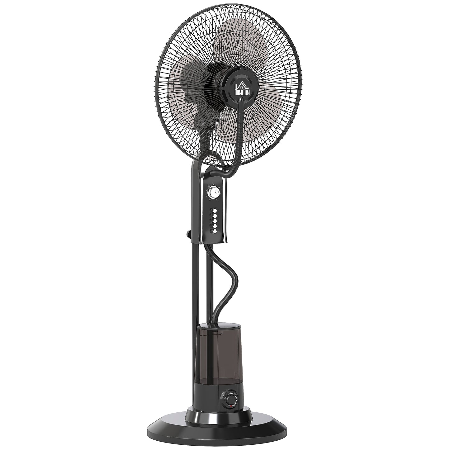 Photo of HOMCOM Pedestal Fan with Water Mist Spray, Spray Misting Fan with 70° Oscillation, Tilt Head, 3 Speeds, 3 Modes, Adjustable Mist, 3.2L Water Tank, for Home, 120 cm in cm colour on a white background