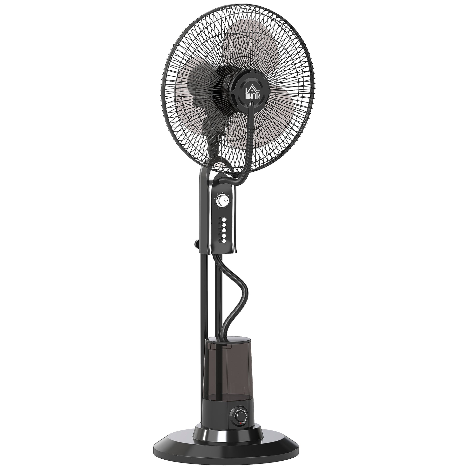 Photo of HOMCOM Pedestal Fan with Water Mist Spray, Spray Misting Fan with 70° Oscillation, Tilt Head, 3 Speeds, 3 Modes, Adjustable Mist, 3.2L Water Tank, for Home, 120 cm in cm colour on a white background