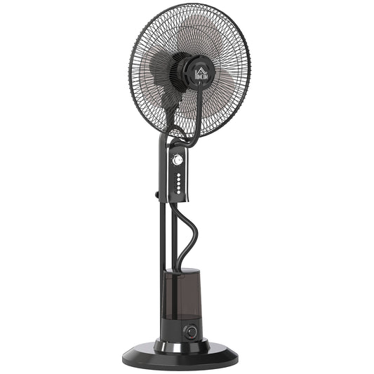 Photo of HOMCOM Pedestal Fan with Water Mist Spray, Spray Misting Fan with 70° Oscillation, Tilt Head, 3 Speeds, 3 Modes, Adjustable Mist, 3.2L Water Tank, for Home, 120 cm in cm colour on a white background