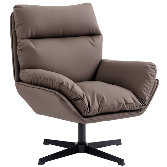 Photo of HOMCOM Accent Chair with 360 Swivel Armchair for Living Room with Padded Cushion Dark Brown in Brown colour on a white background