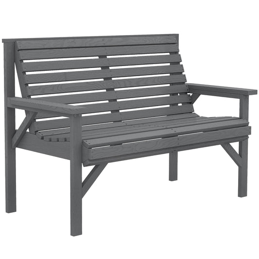 Photo of Outsunny 2 Seater Wooden Garden Bench, Slatted Patio Bench with Armrest and Backrest, Outdoor Furniture for Indoor, Balcony in Balcony colour on a white background