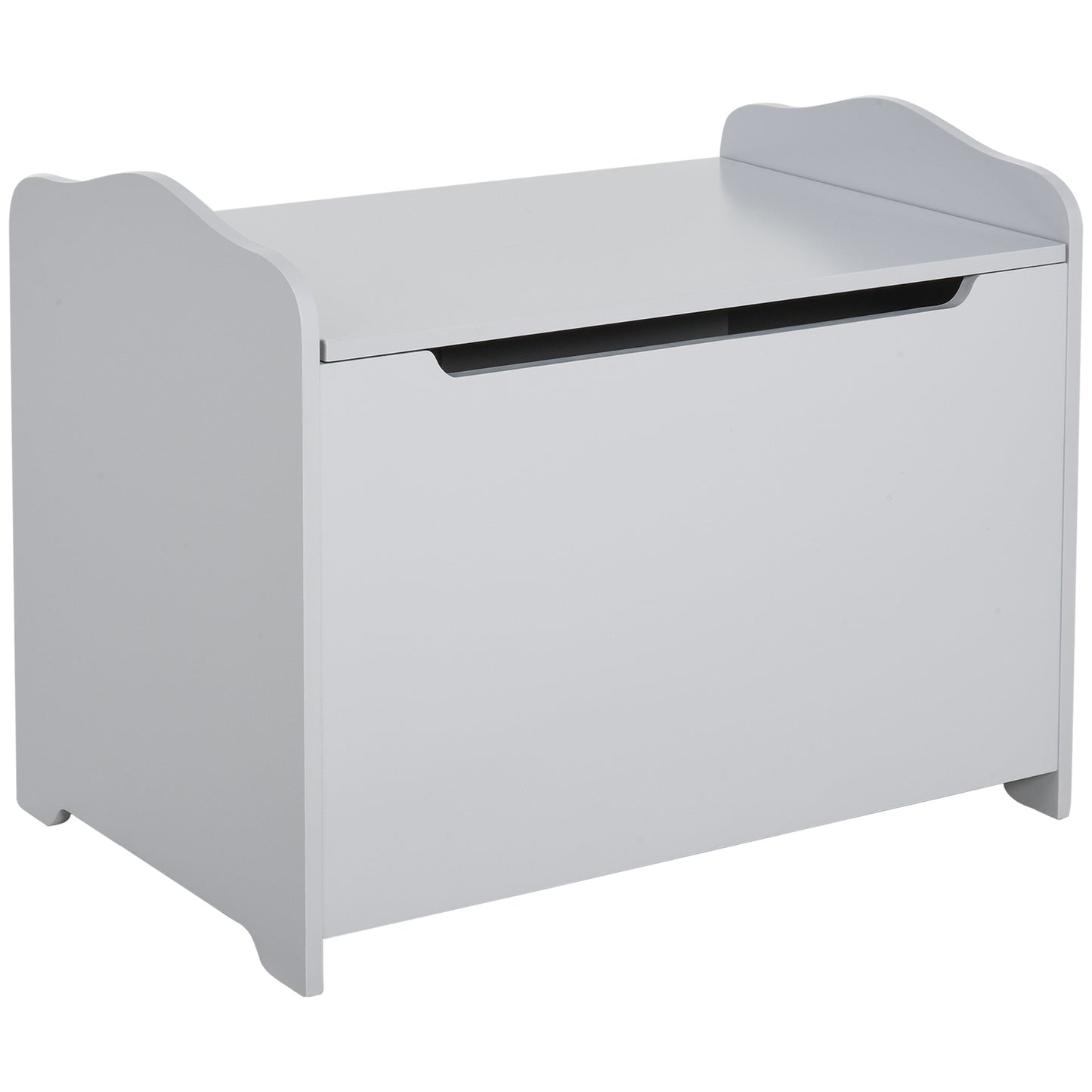 Photo of HOMCOM Wooden Kids Toy Box Children Storage Organizer Chest Safety Hinge Playroom Furniture Grey in Grey colour on a white background