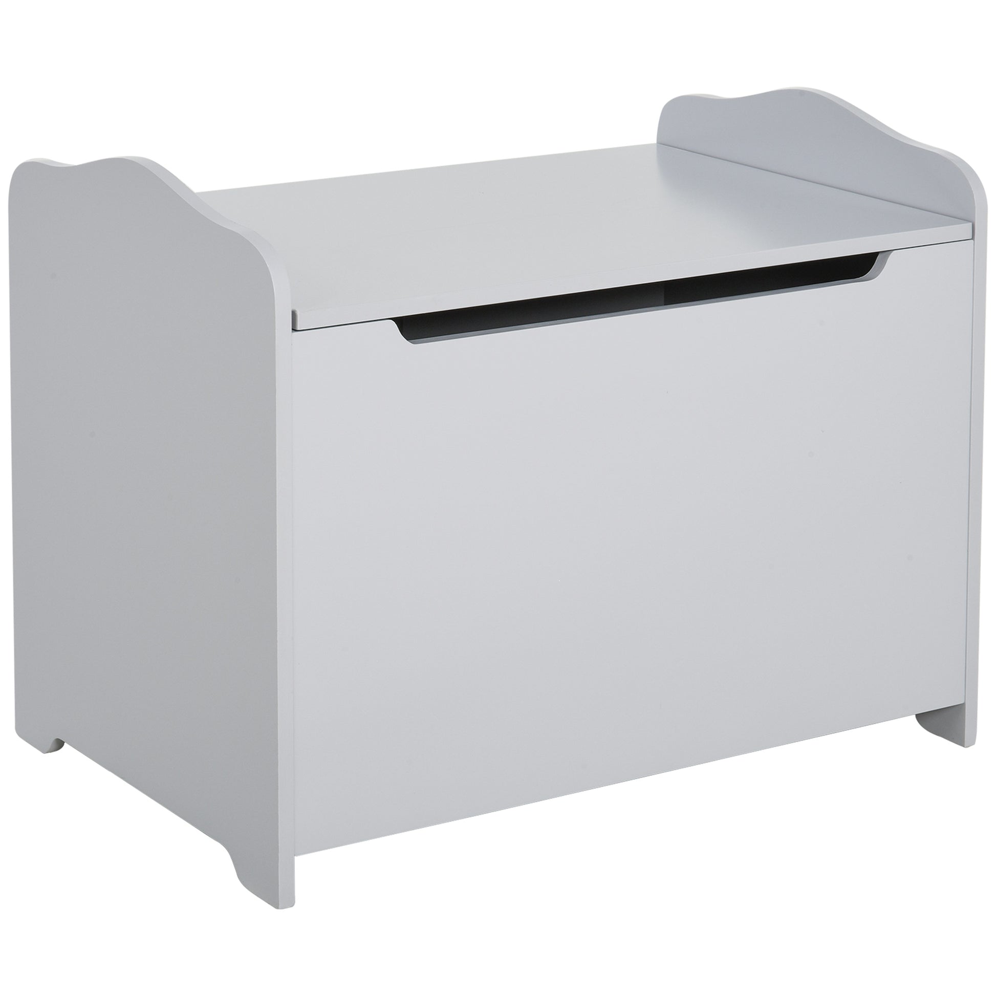 Photo of HOMCOM Wooden Kids Toy Box Children Storage Organizer Chest Safety Hinge Playroom Furniture Grey in Grey colour on a white background