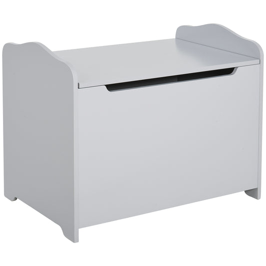 Photo of HOMCOM Wooden Kids Toy Box Children Storage Organizer Chest Safety Hinge Playroom Furniture Grey in Grey colour on a white background