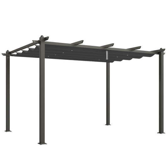 Photo of Outsunny 3 x 4m Aluminium Pergola, with Retractable Roof - Dark Grey in Grey colour on a white background