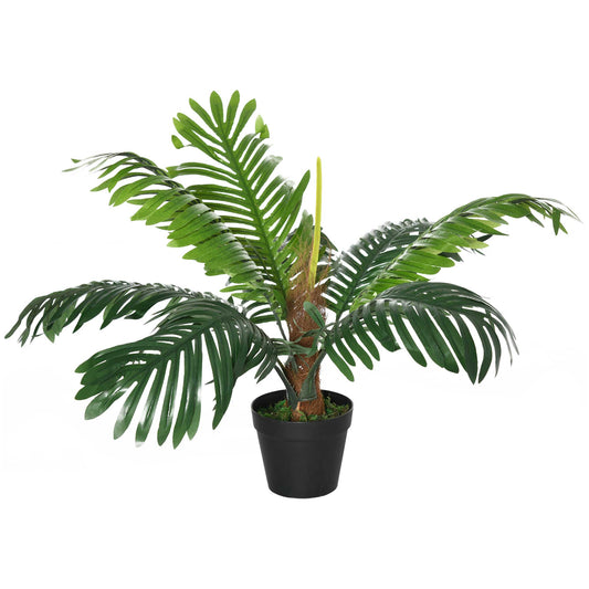 Photo of Outsunny 60cm Artificial Palm Tree Fake Plant in Pot - White in White colour on a white background