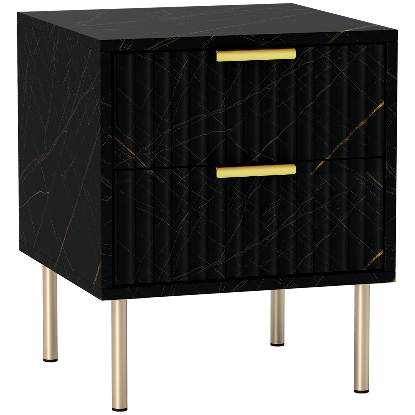 Photo of HOMCOM Elegant Two-Drawer Bedside Table - Black in Black colour on a white background