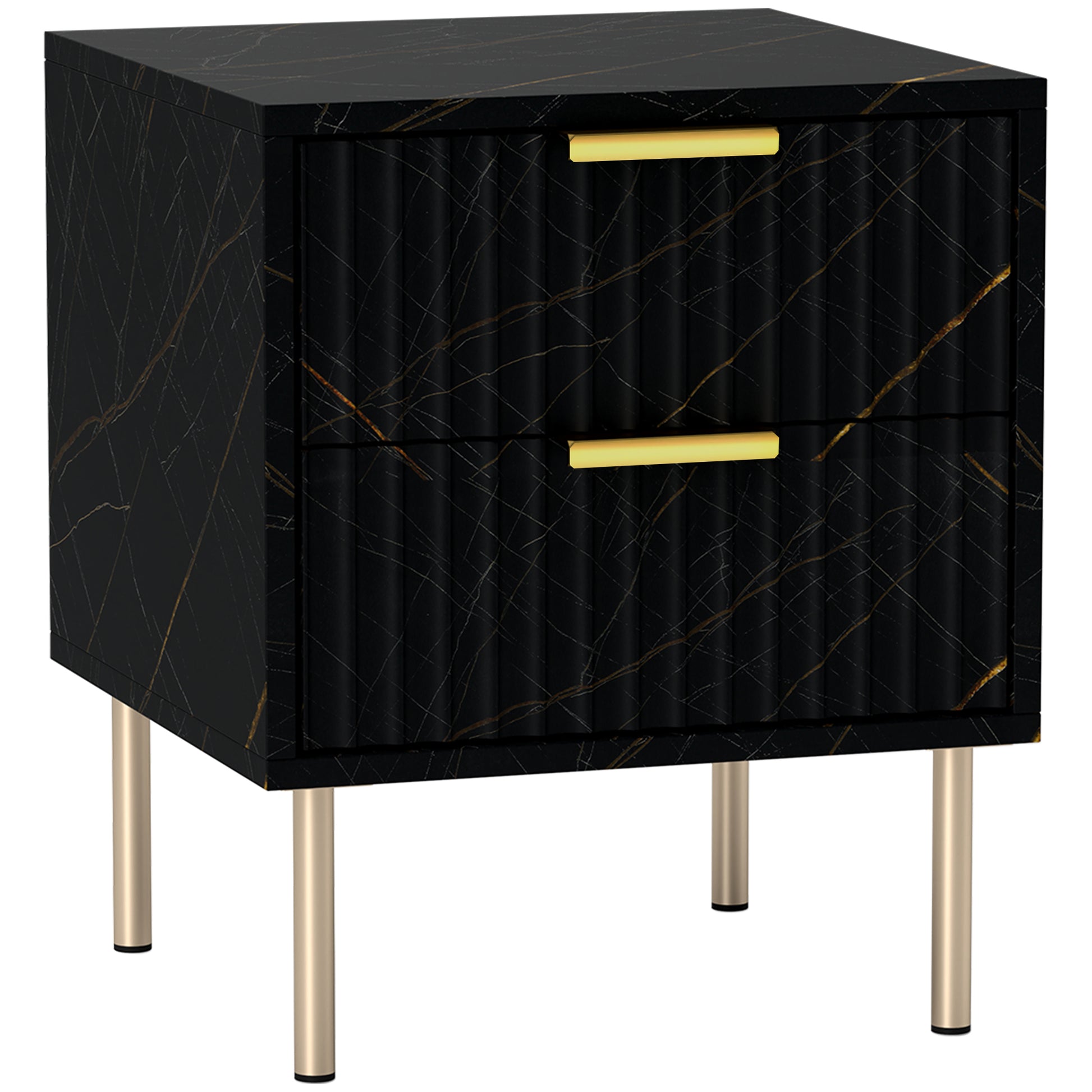 Photo of HOMCOM Elegant Two-Drawer Bedside Table - Black in Black colour on a white background