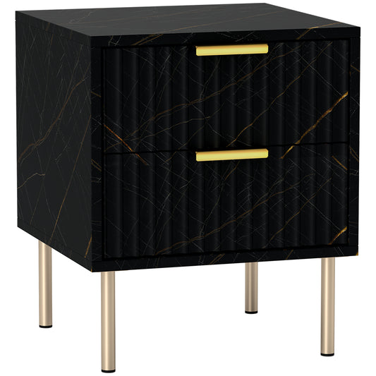 Photo of HOMCOM Elegant Two-Drawer Bedside Table - Black in Black colour on a white background
