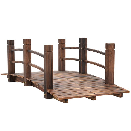 Photo of Outsunny 1.5M Wooden Garden Bridge Lawn Décor Stained Finish Arc Outdoor Pond Walkway w/ Railings Water Yard Decoration in Decoration colour on a white background