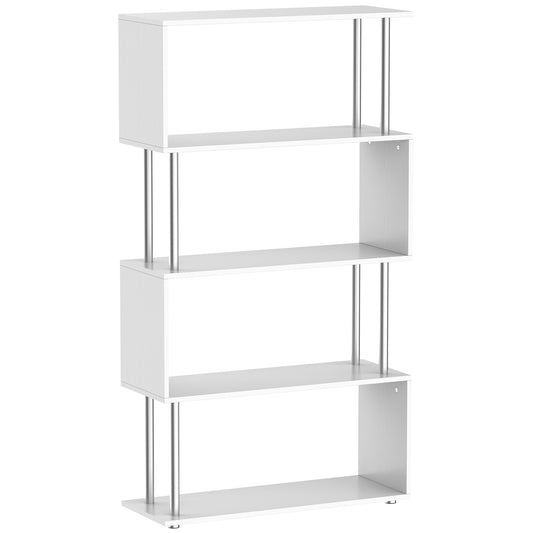 Photo of HOMCOM S Shape Bookcase, 5 Tiers Bookshelf, Modern Freestanding Storage Shelf for Home Office, Study, Living Room, 80 x 30 x 145cm, White in White colour on a white background