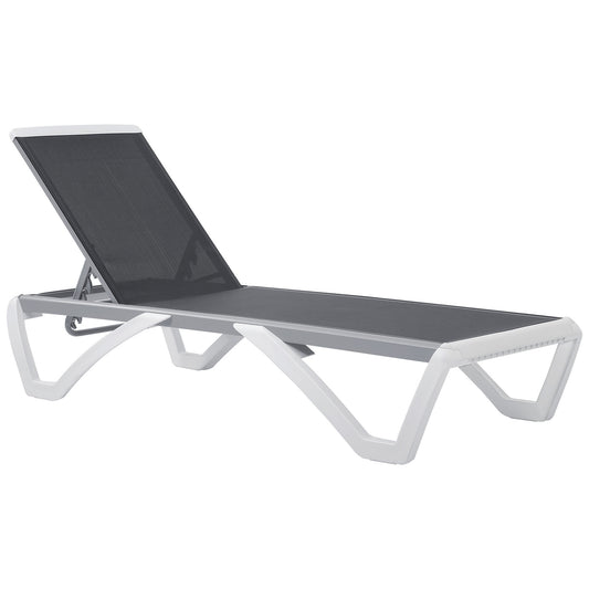Photo of Outsunny Aluminium Frame Sun Lounger, with Adjustable Back - Grey in Grey colour on a white background