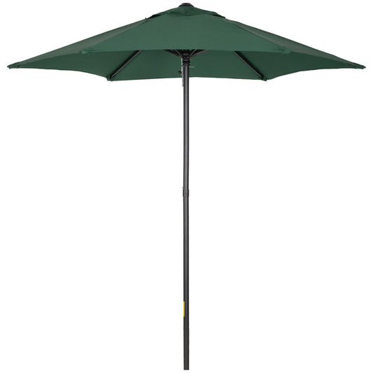 Photo of Outsunny 2m Garden Parasol Umbrella, Outdoor Sun Shade with 6 Sturdy Ribs for Balcony, Bench, Garden, Green in Green colour on a white background