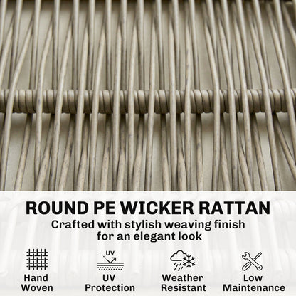 Close-up of gray round PE wicker rattan weaving