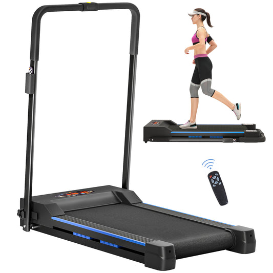Photo of HOMCOM Folding Motorised Home Treadmill Walking Machine with LCD Monitor, Blue in Blue colour on a white background