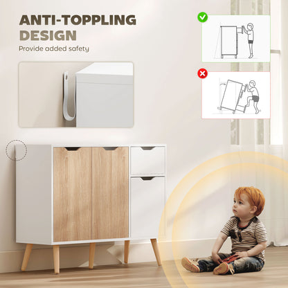 HOMCOM sideboard with anti-tip wall strap attached for added stability
