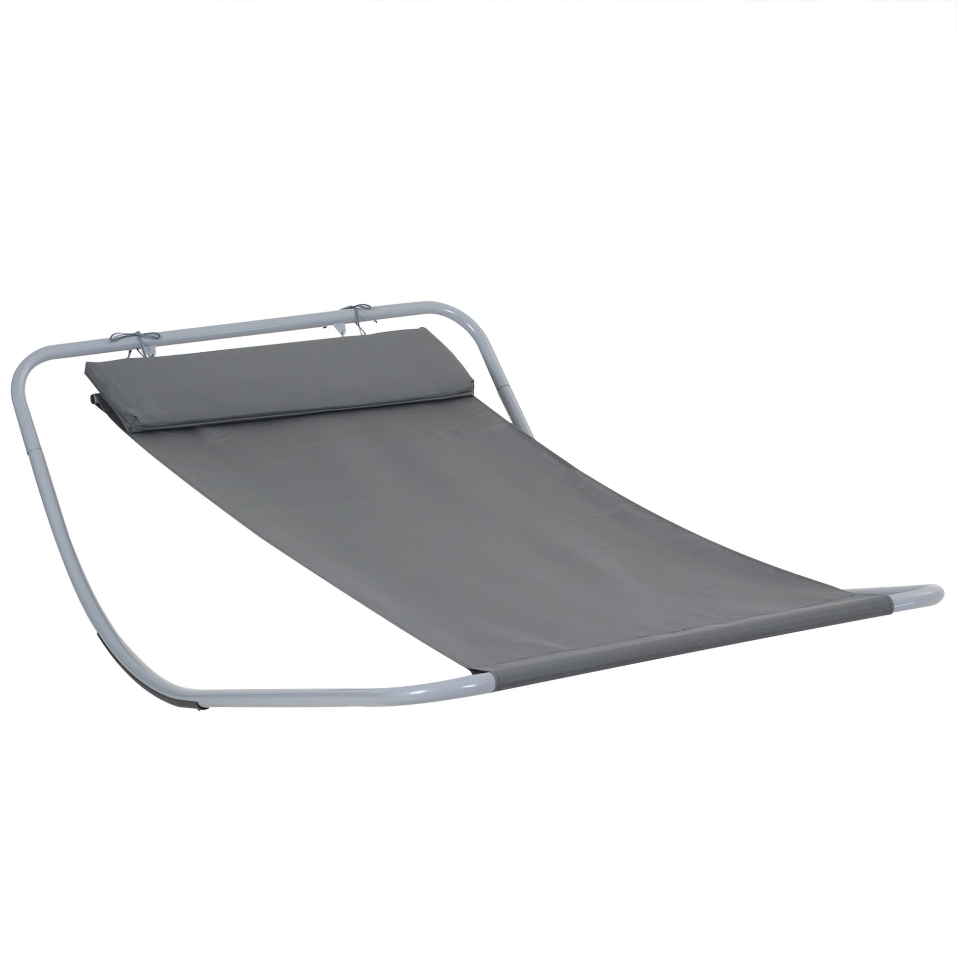 Photo of Outsunny Rocking Sun Lounger, Single Garden Lounger Sunbed with Headrest Pillows, Texteline Outdoor Rocking Chair Swing Hammock Daybed with Metal Frame for Patio, Terrace, 212 x 132 x 66 cm, Grey in Grey colour on a white background