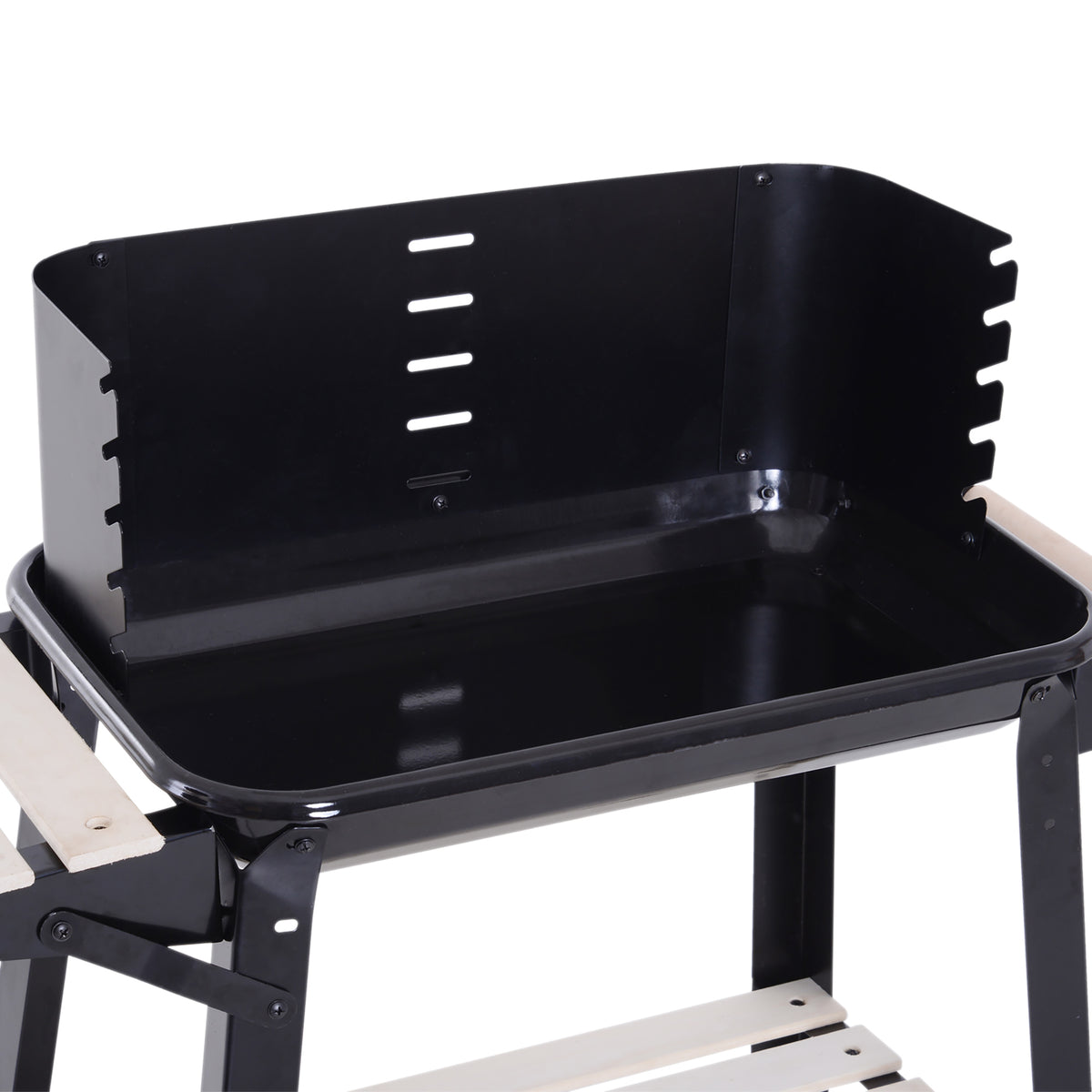 Outsunny barbecue grill firebox and raised wind shield