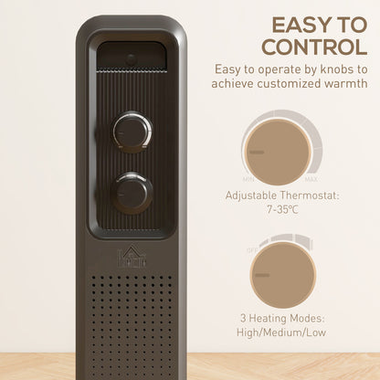 HOMCOM radiator control panel with two knobs for thermostat and three heat settings