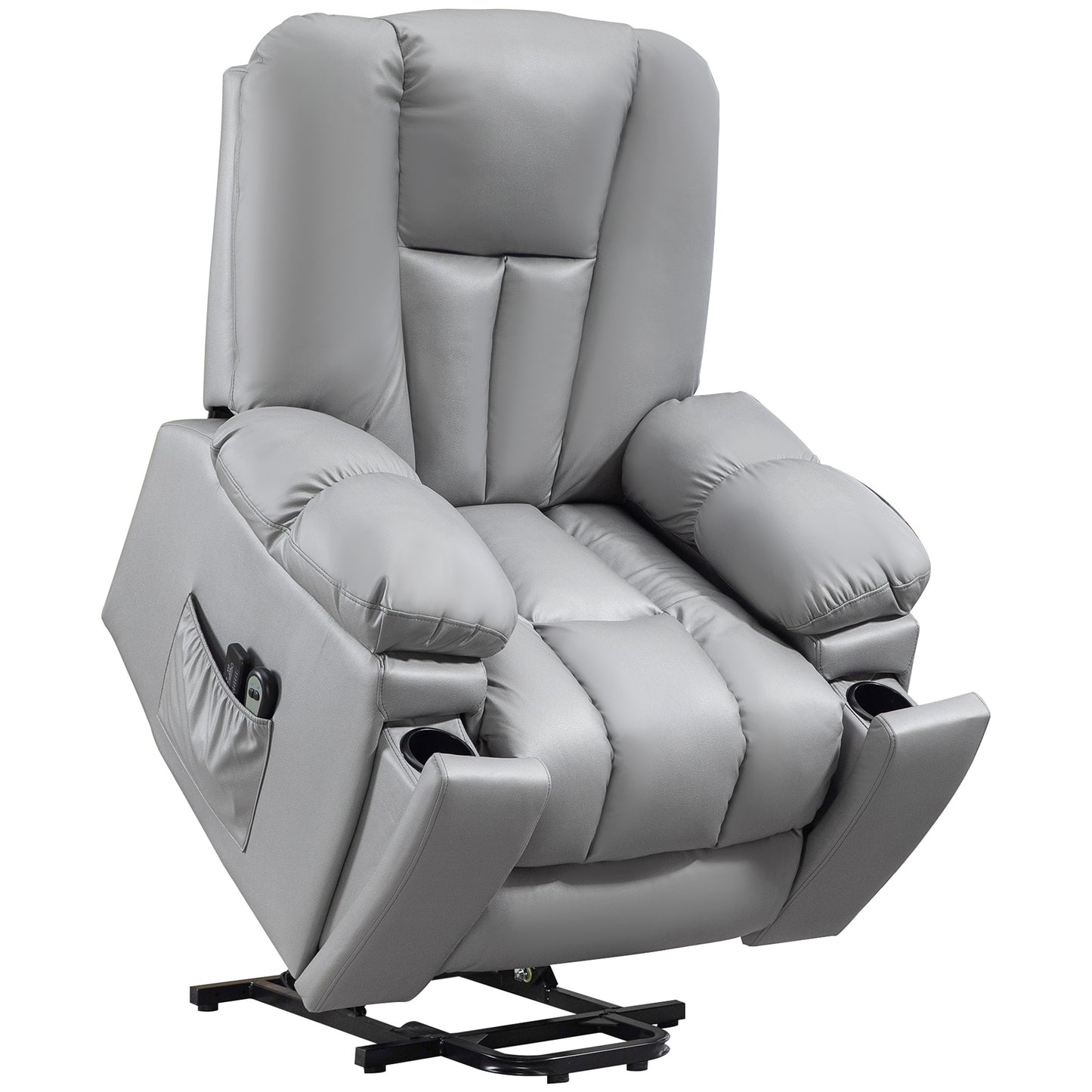 Photo of HOMCOM Leathaire Eight Massage Point Armchair, with Reclining Back - Charcoal Grey in Grey colour on a white background