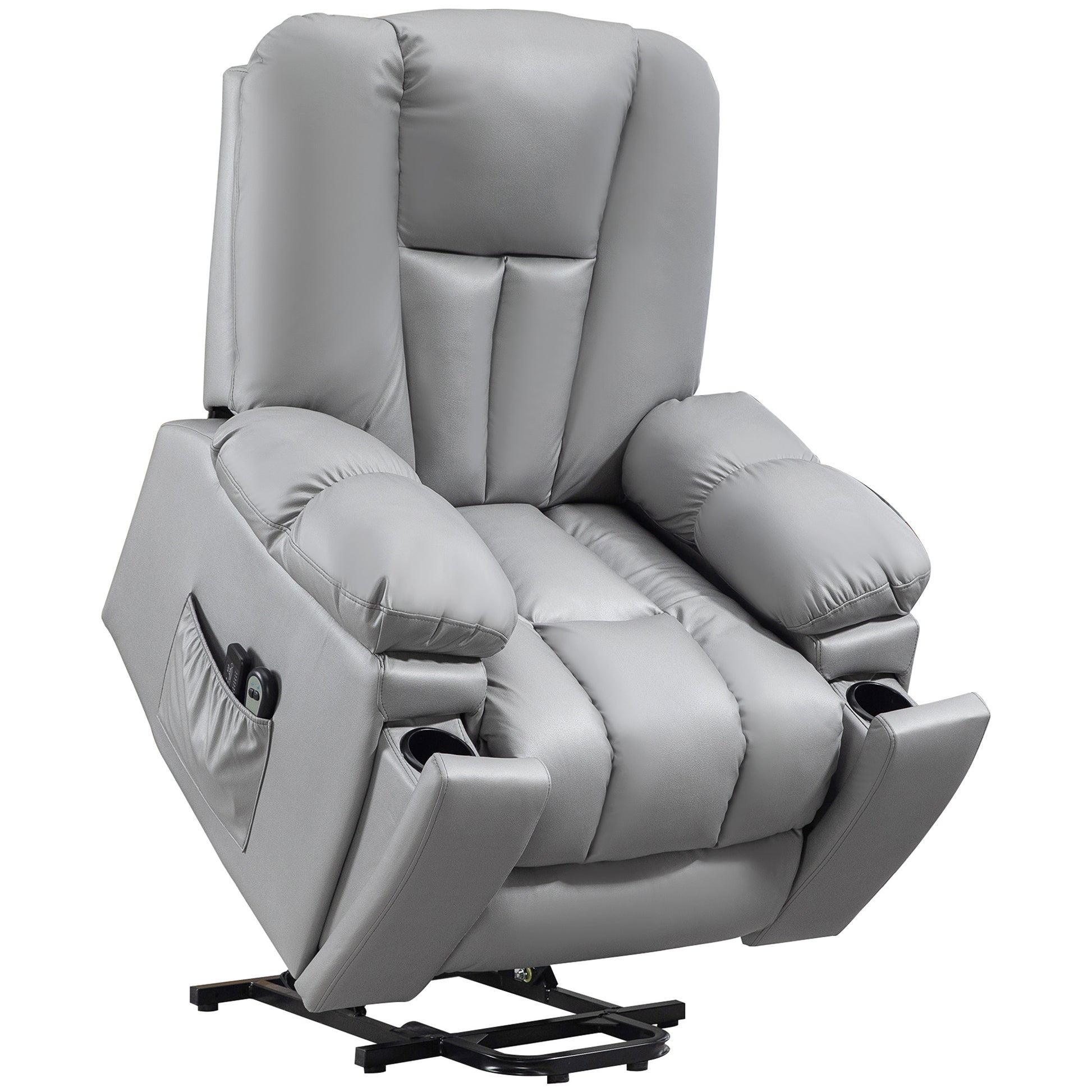 Photo of HOMCOM Leathaire Eight Massage Point Armchair, with Reclining Back - Charcoal Grey in Grey colour on a white background