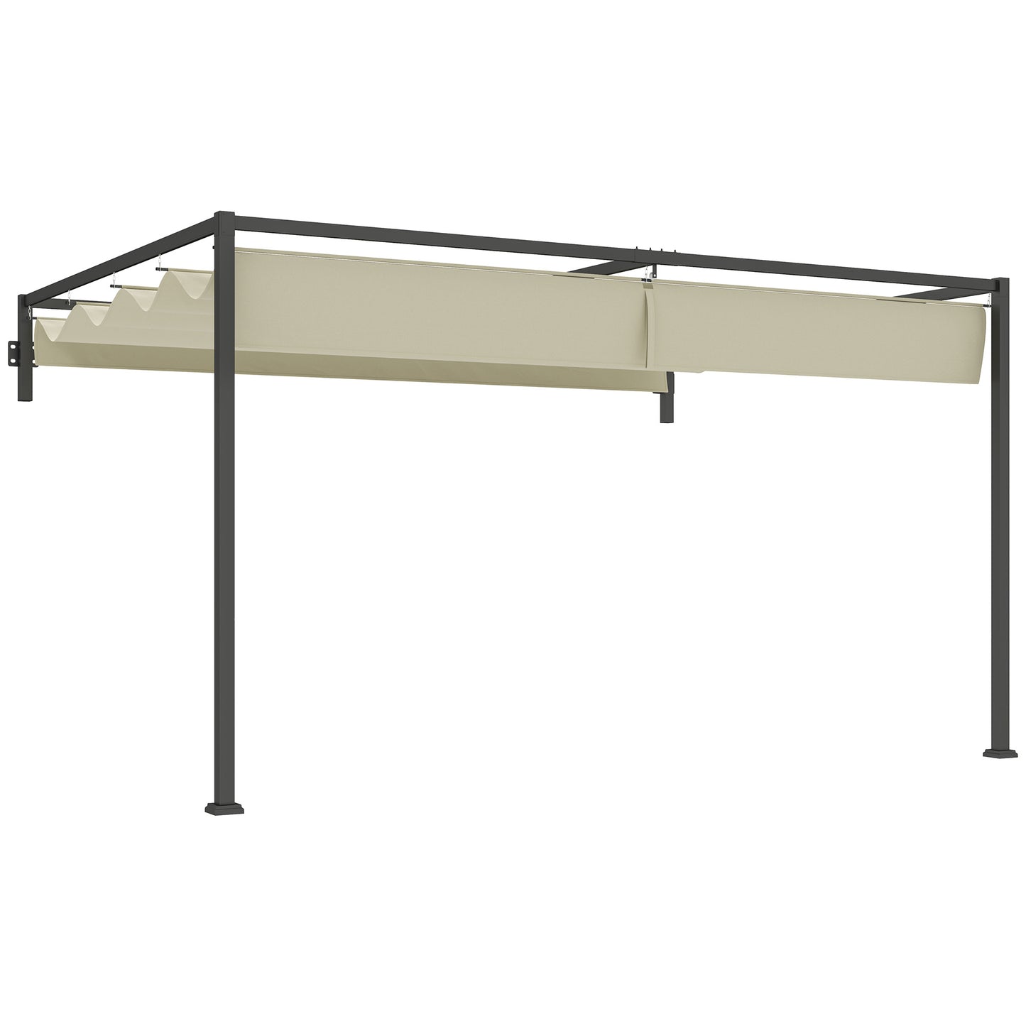 Photo of Outsunny 3 x 4m Steel Pergola, with Retractable Canopy - Khaki in Khaki colour on a white background