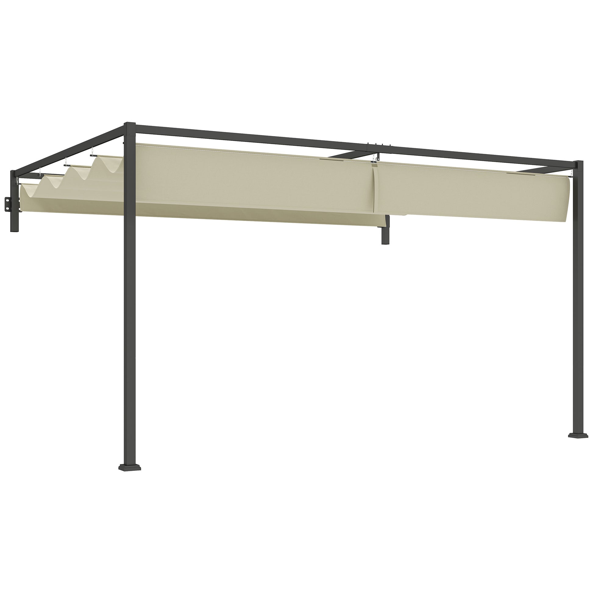 Photo of Outsunny 3 x 4m Steel Pergola, with Retractable Canopy - Khaki in Khaki colour on a white background